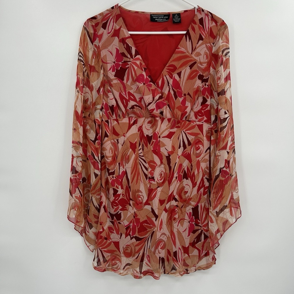 Vintage Y2K New York City Design Co. 100% Silk Floral Fairy Top Size M Romantic